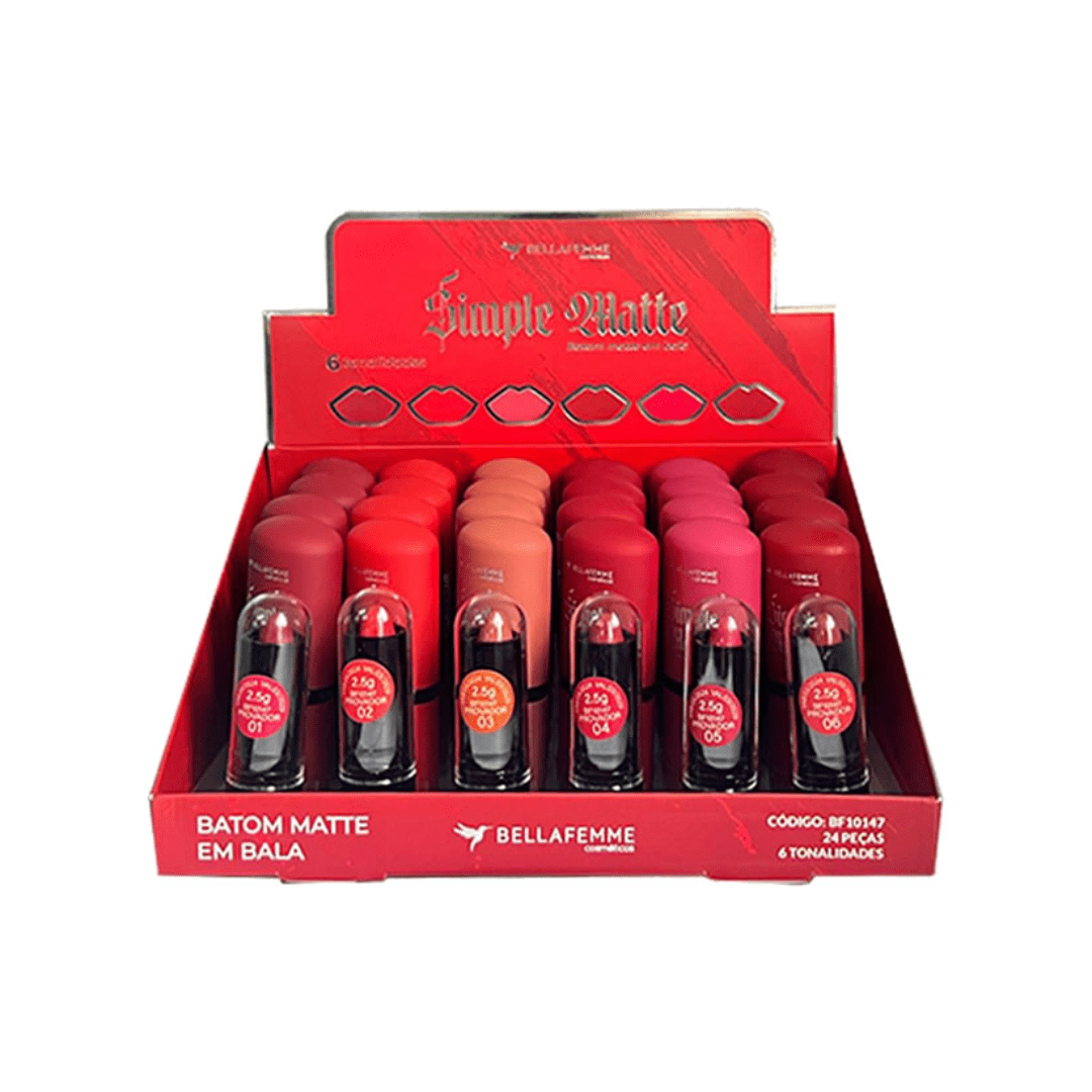 Batom Simple Matte Bella Femme 06 PÇS