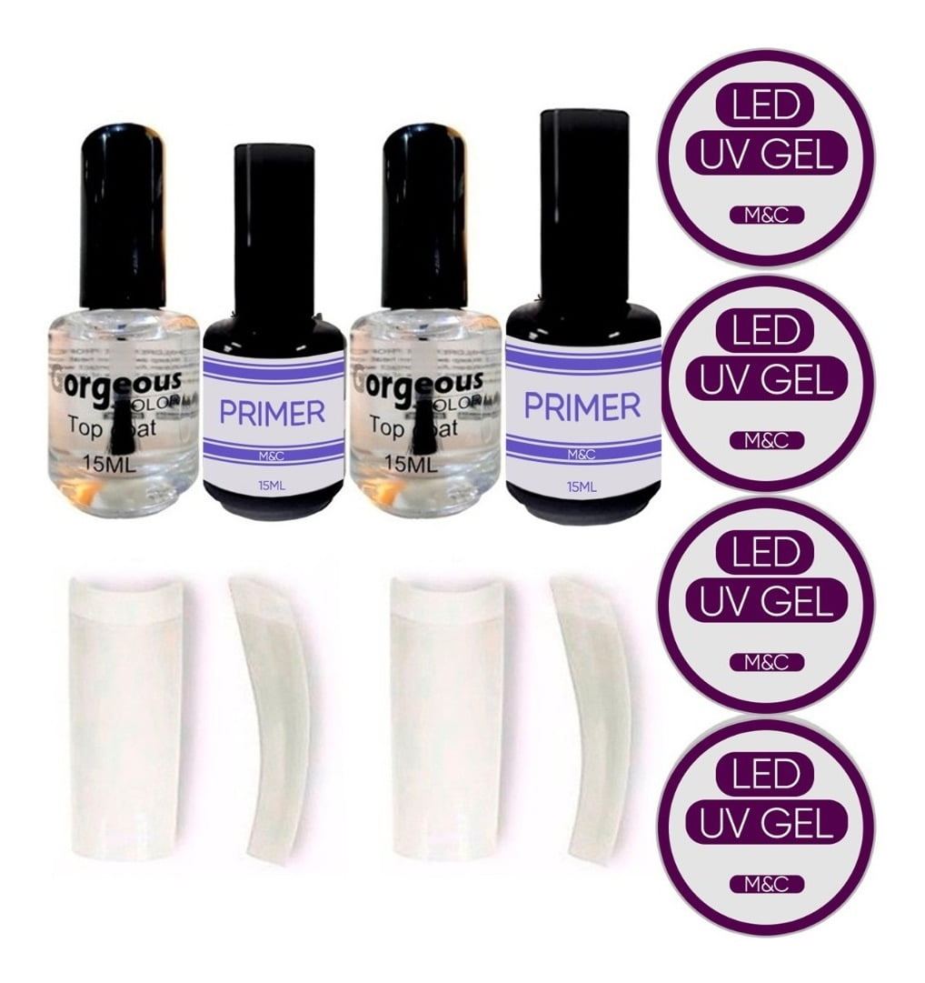 Kit Unha 2 Top Coat + 2 Primer + 4 Gel Lina + 1000 Tips Nova Avenida