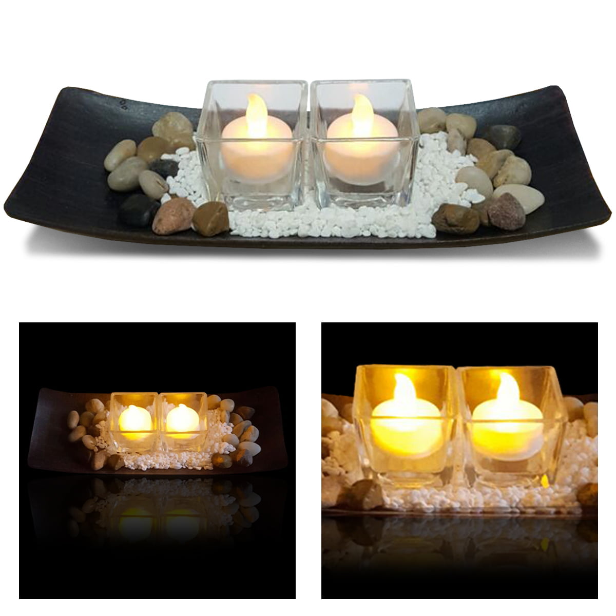 Luminária de Mesa Decorativa Com Vela Led Jardim Zen