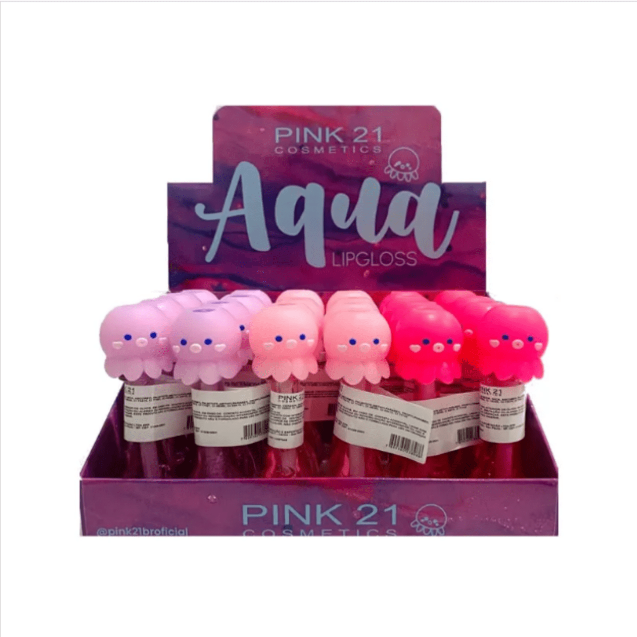 Lip Gloss Aqua Pink 21 Toque de Glamour e Brilho Beleza Natural 24UN