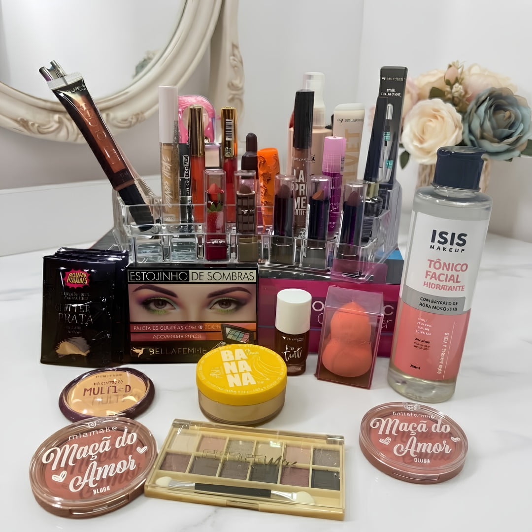 Kit De Maquiagem Luxo Com Organizador Em Acrílico Eu Mereço!