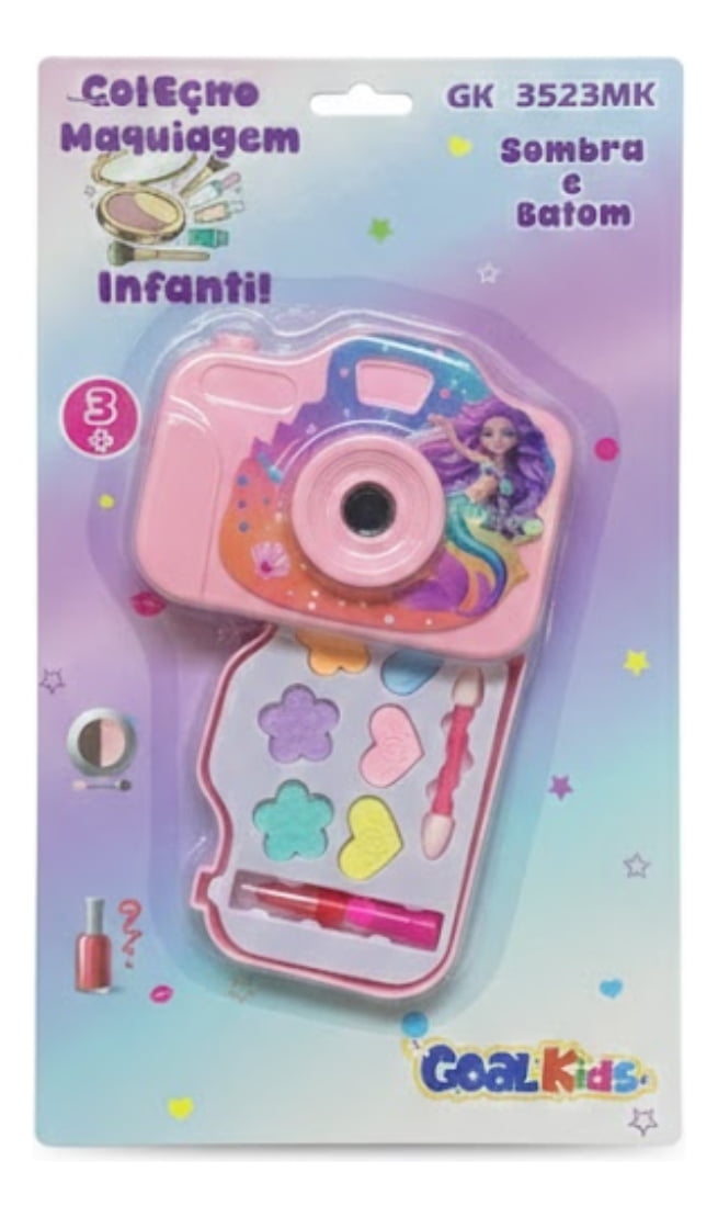 Kit Maquiagem Infantil Câmera Sereia Sombra Batom Goal Kids
