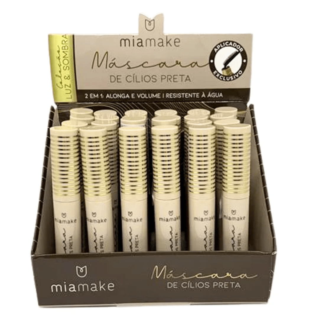 MASCARA DE CILIOS PRETA MIA MAKE C/24 PÇS