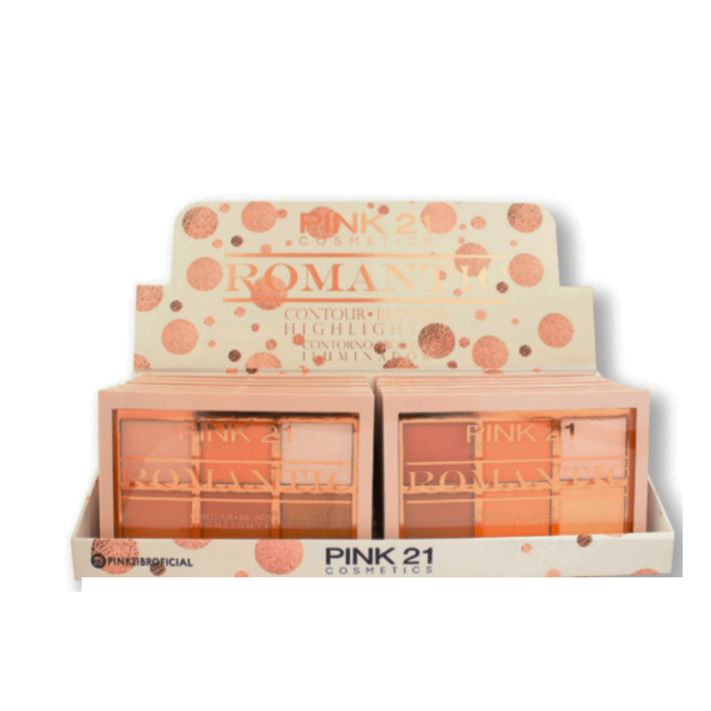 Paleta de sombras ROMANTIC pink21 box c/ 12 peças
