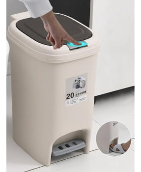 Lixeira Pedal 15l Cozinha Banheiro Plástico Moderna Pratica