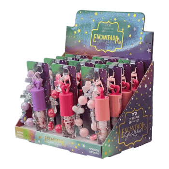 Gloss Labial Chaveiro Pulseira Maria Pink 3 pçs