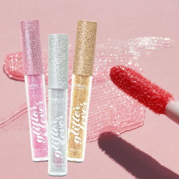 Kit C/ 3 Lip Gloss Glitter Lover Pink 21 Efeito Glitter