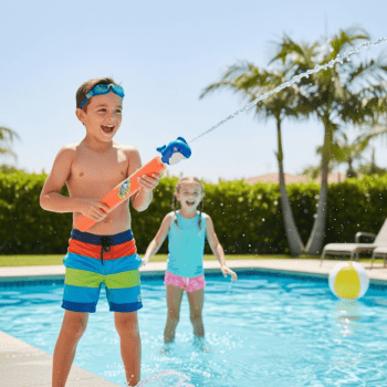 Lançador Água Infantil Macarrão Espuma Tubarão Piscina Praia Vermelho