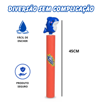 Lançador Água Infantil Macarrão Espuma Tubarão Piscina Praia Vermelho