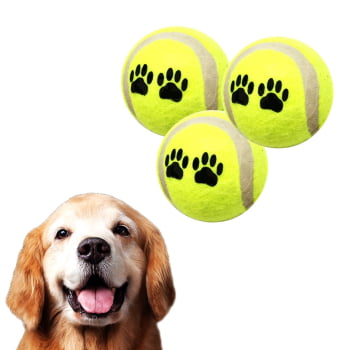 Brinquedo Bola de Tênis para Cachorro Pet Com 3pçs