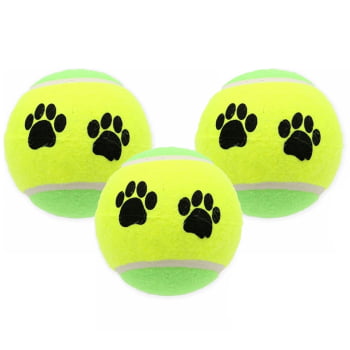 Brinquedo Bola de Tênis para Cachorro Pet Com 3pçs