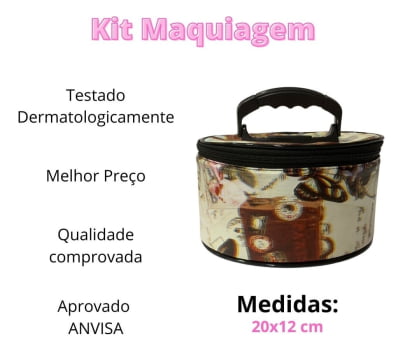 Kit De Maquiagem Maleta Base Pó Compacto Batom Pincel