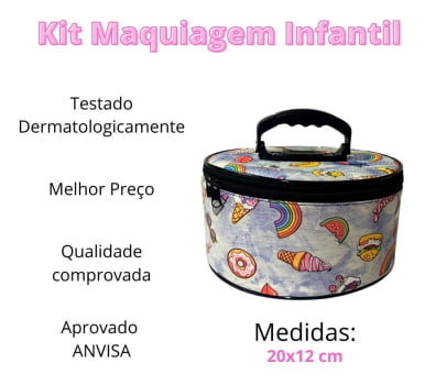 Kit Maquiagem Maleta Infantil Batom Brilho Gloss Sombra