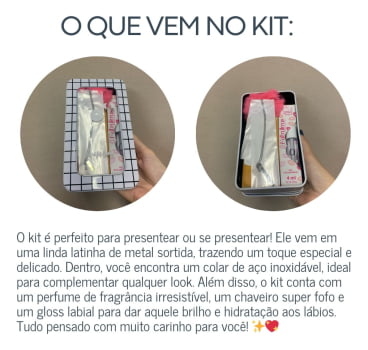 Kit Perfume Soul Na Lata De Presente Colar Gloss E Chaveiro