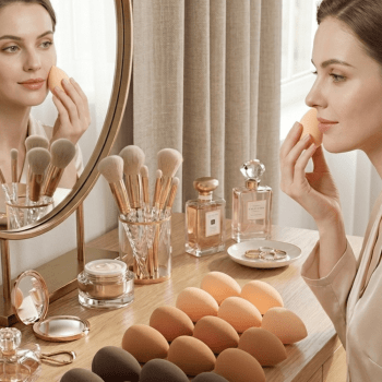 Kit C/12 Esponjas de Maquiagem Blender Especial Make Lolita Chocolate Formatos Gota e Chanfrada