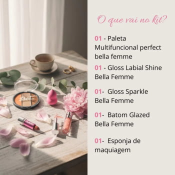 Kit Maquiagem Completo Bella Femme Paleta Perfect E Gloss