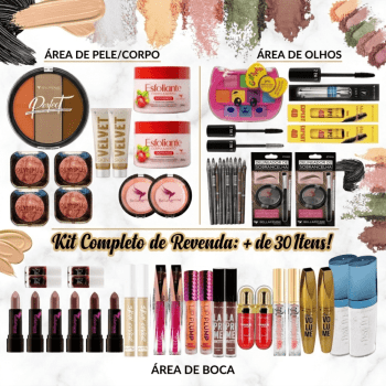 KIT REVENDA MAQUIAGEM COMPLETO ALTA ROTATIVIDADE 51 ITENS
