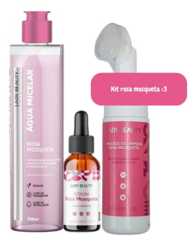 Kit Skincare Luxo Sérum Facial Sabonete Mousse Rosa Mosqueta