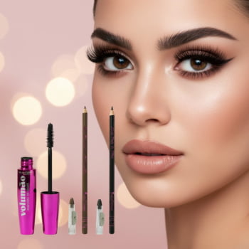 Kit Rímel Volume Lápis Olho E Sobrancelha Alta Definição