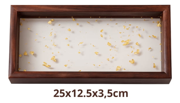 Bandeja Decorativa Retangular Com Folhas De Ouro 2 Cores
