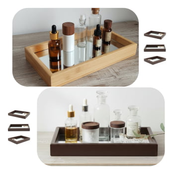 Bandeja Decorativa Retangular Espelhada De Mdf Mesa Bancada