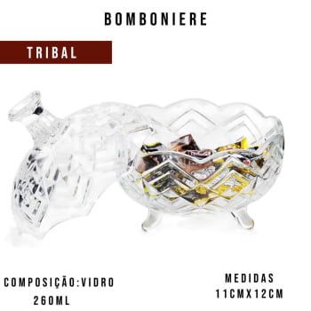 Bomboniere De Cristal Detalhes em Relevo Tribal Design Elegante Wincy Casa 11x12cm