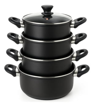 Jogo De Panelas Premium Antiaderente Preto 4 Panelas