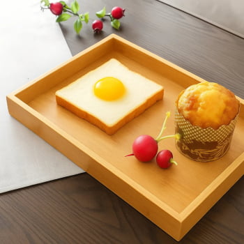 Kit 3 Bandeja Luxo Cozinha Madeira Retangular Decoração