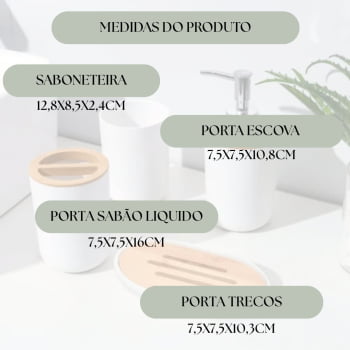 Kit Acessórios Banheiro Porta Sabonete Liquido 4pçs Bambu