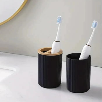 Kit Acessórios Banheiro Porta Sabonete Liquido 4pçs Bambu