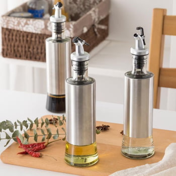 Porta Azeite Vinagre Dosador Vidro Inox Galheteiro 300ml