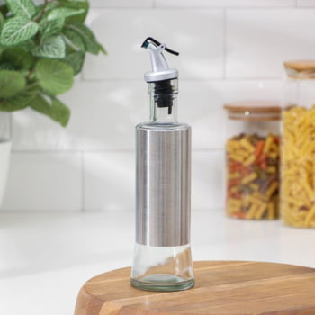 Porta Azeite Vinagre Dosador Vidro Inox Galheteiro 300ml