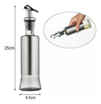 Porta Azeite Vinagre Dosador Vidro Inox Galheteiro 300ml