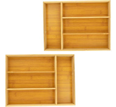 Porta Talheres Bambu 4 Divisórias Organizador Gavetas Luxo