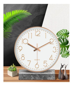Relógio Parede Redondo Decorativo Sala Quarto Cozinha 24,5cm