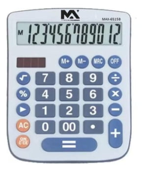 Calculadora De Mesa Comercial Escritório 12 Dígitos Pilha Aa Cor Cinza
