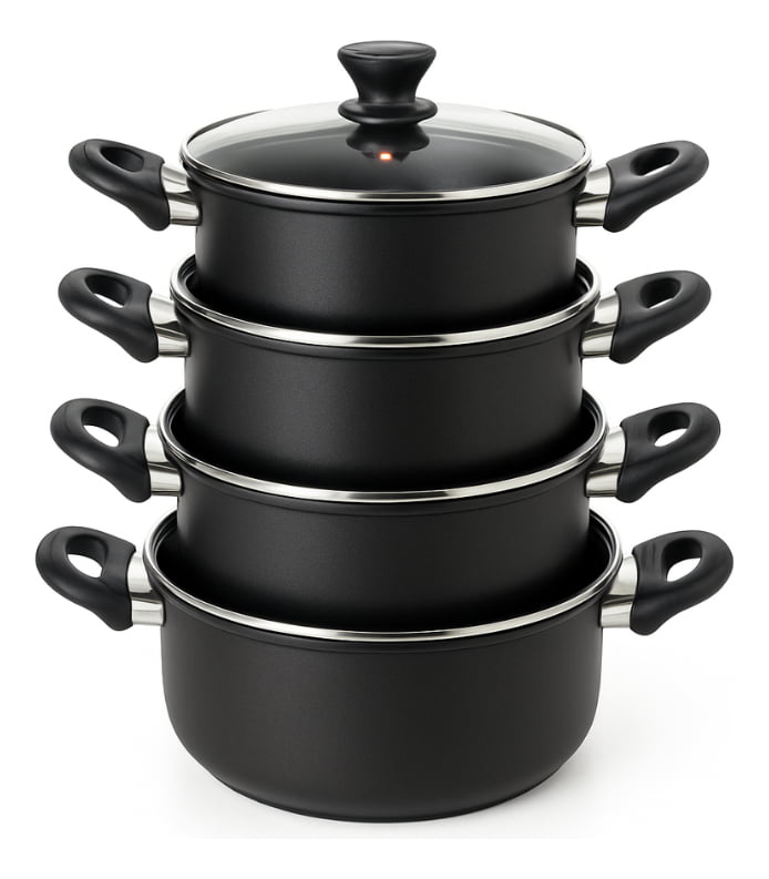 Jogo De Panelas Premium Antiaderente Preto 4 Panelas