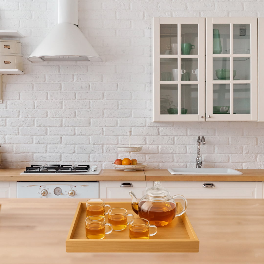 Kit 3 Bandeja Luxo Cozinha Madeira Retangular Decoração