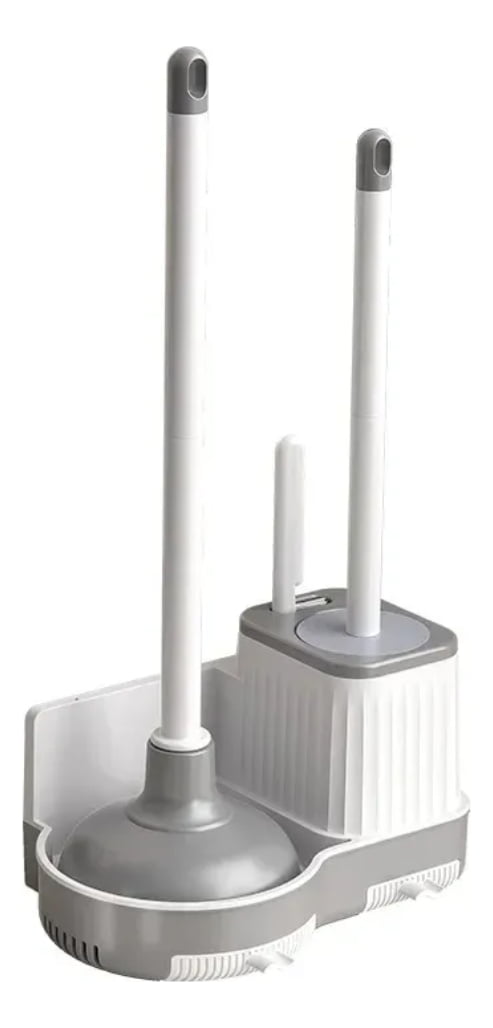 Kit Escova Sanitaria Quadrada Desentupidor Limpar Vaso 3 Pçs